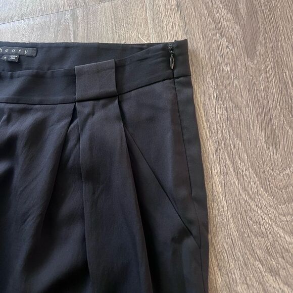Theory Women  Kissan Lifestyle Trousers Pants Black Silk Georgette size 4 - Picture 4 of 11